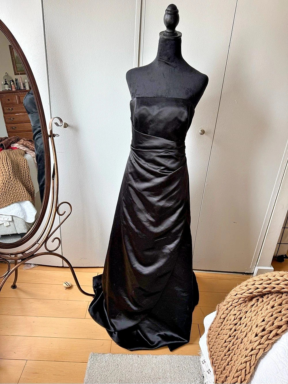 JS Boutique Satin Maxi Dress in Black Size 12